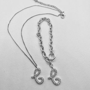 Austrian Crystal Monogram Necklace & Bracelet LETTER C only